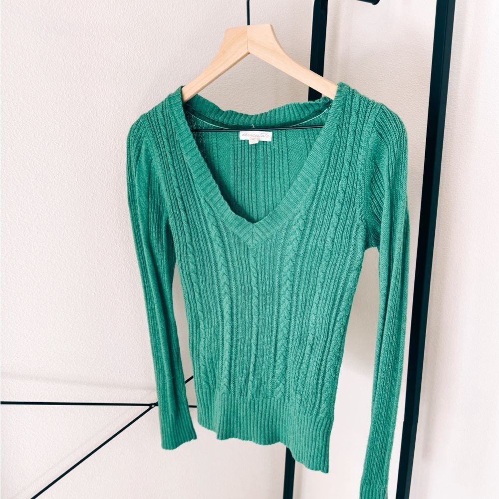 Aeropostale green v-neck knit sweater
